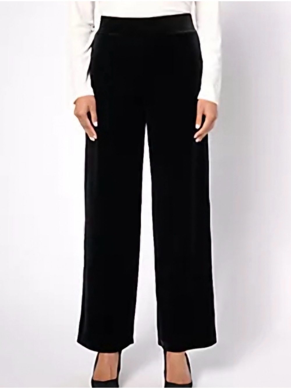 Susan Graver | NEW wide leg black velvet pull on pants Sz XLP
